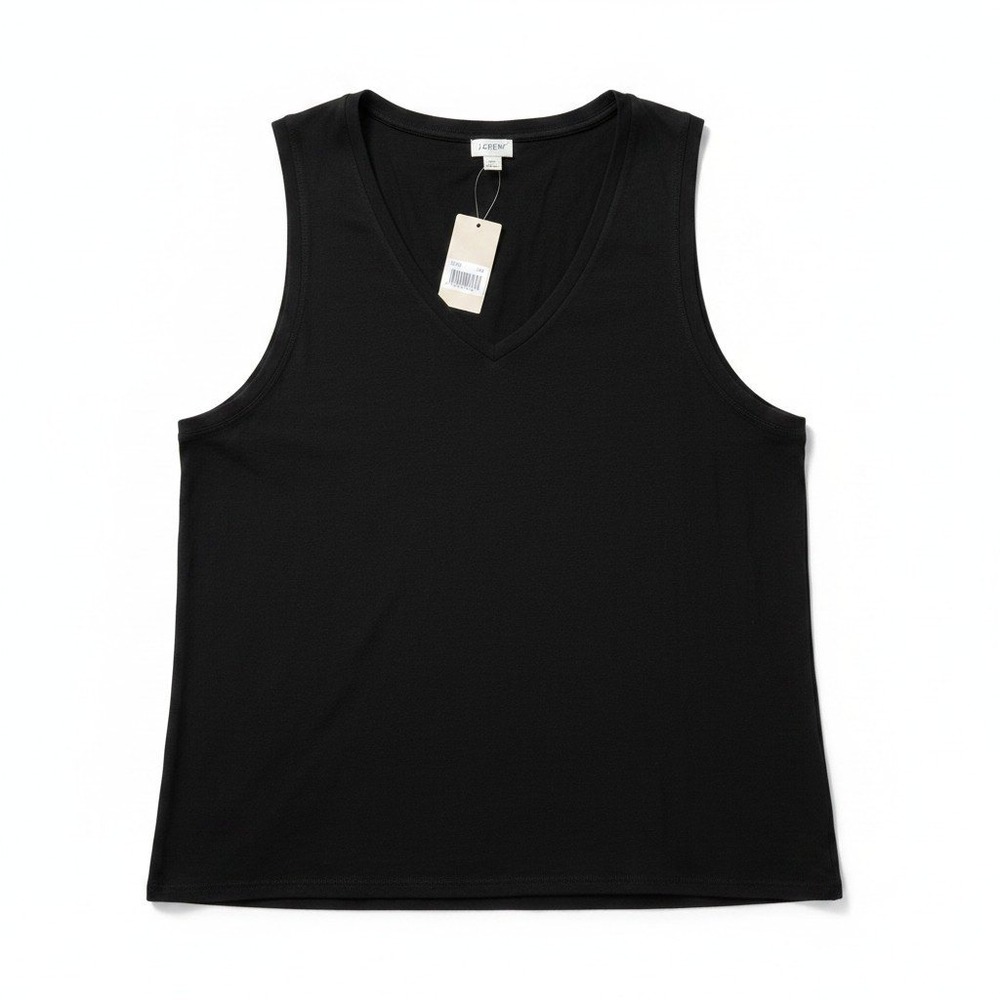 J.Crew 2X Black V-Neck Tank Top Womens Casual Minimalist NWT